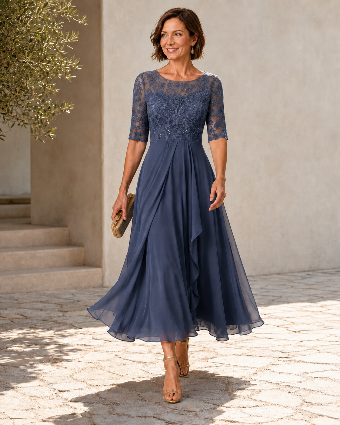 Rose | Flattering Lace Midi Dress