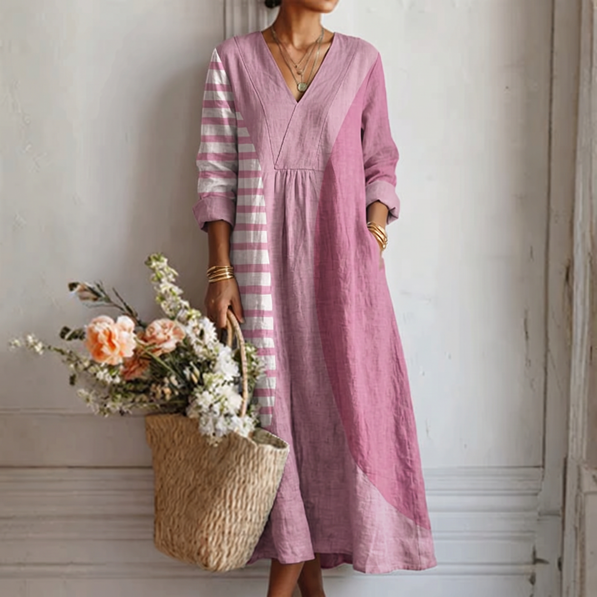 Boho Earthy Print Long Dress