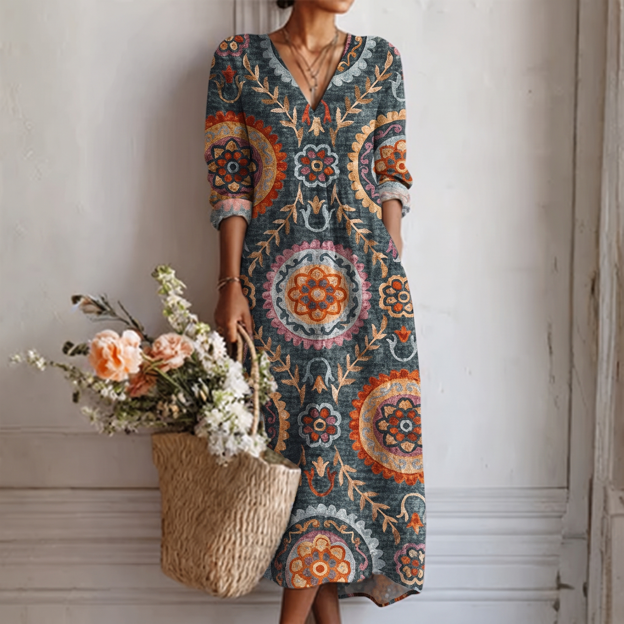 Boho Serene Print Long Dress