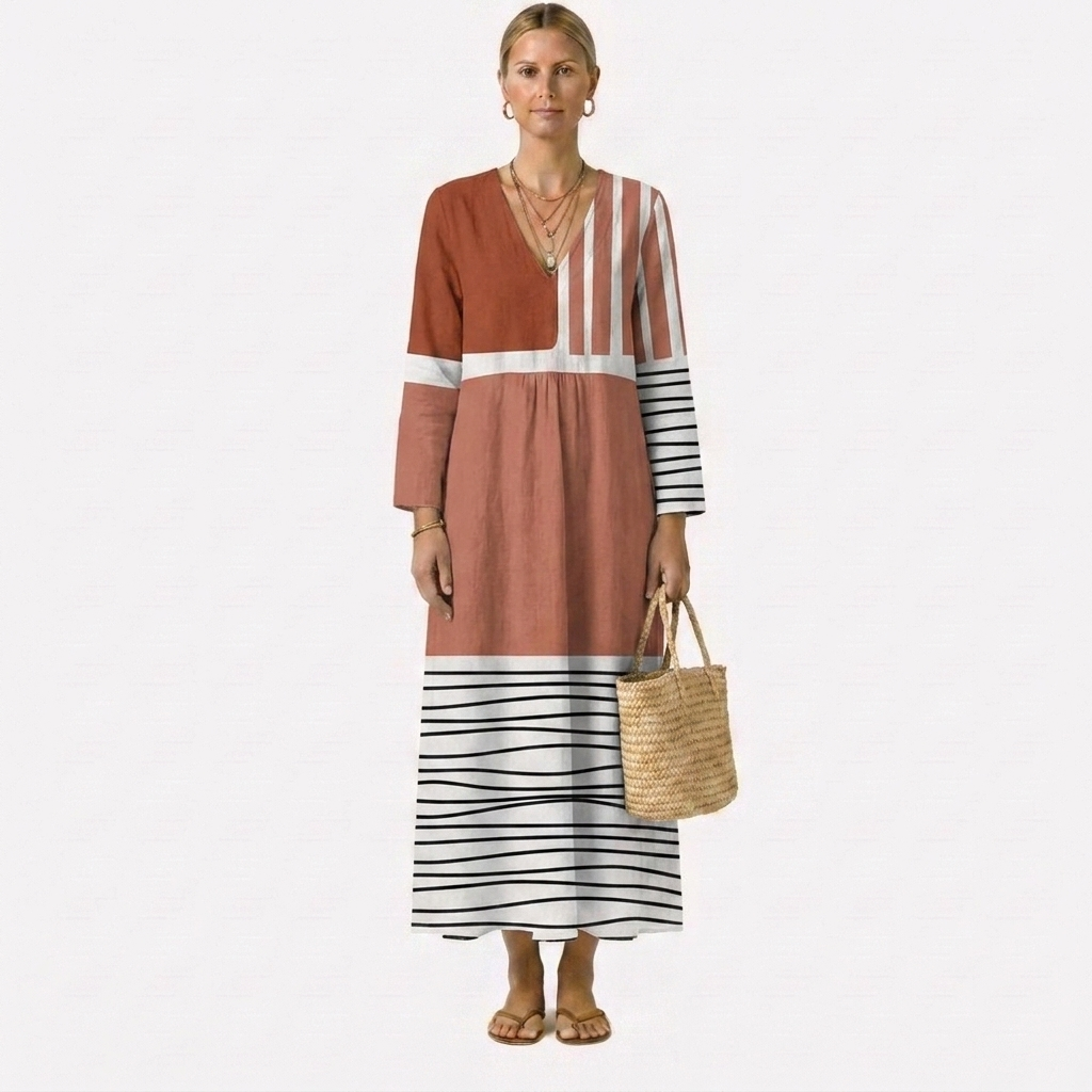 Boho Nature Print Maxi Dress
