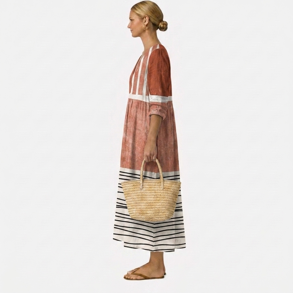 Boho Nature Print Maxi Dress