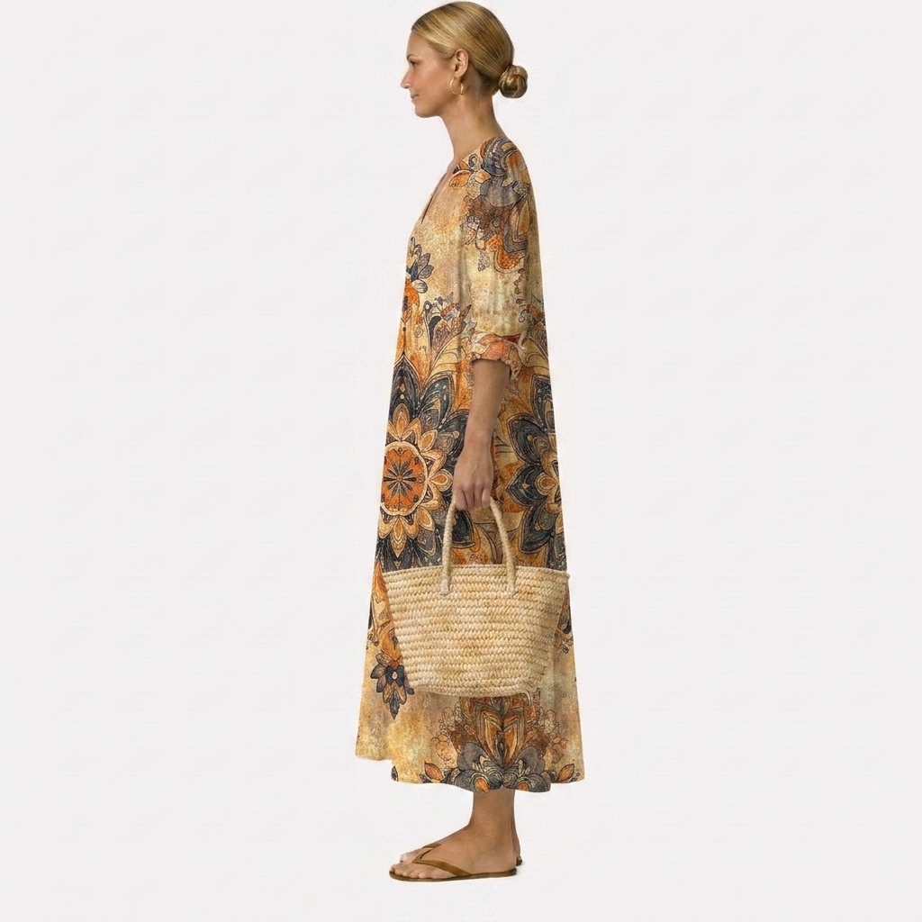 Boho Flowing Print Maxi Dress