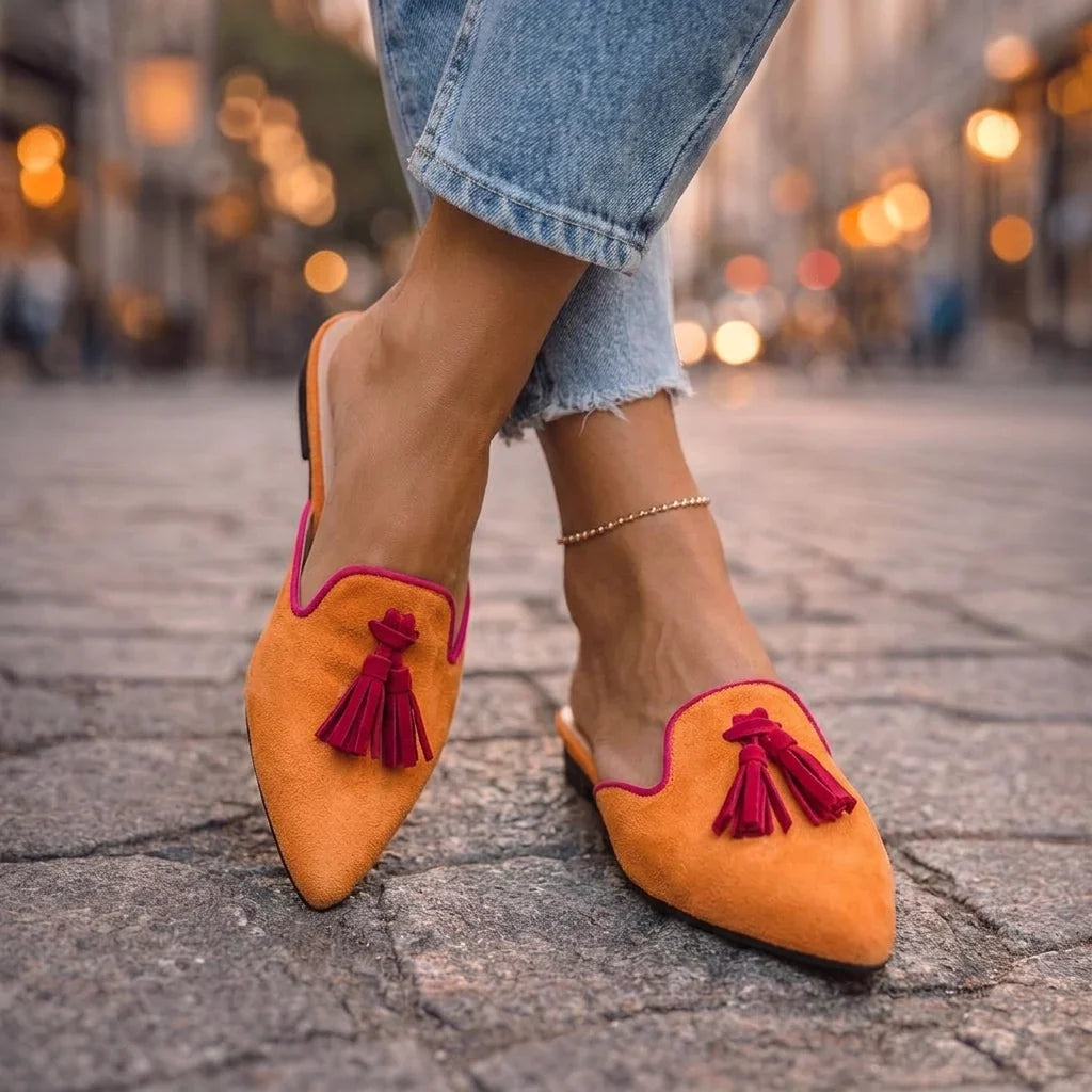 Serafina | Pointed Toe Tassel Mules