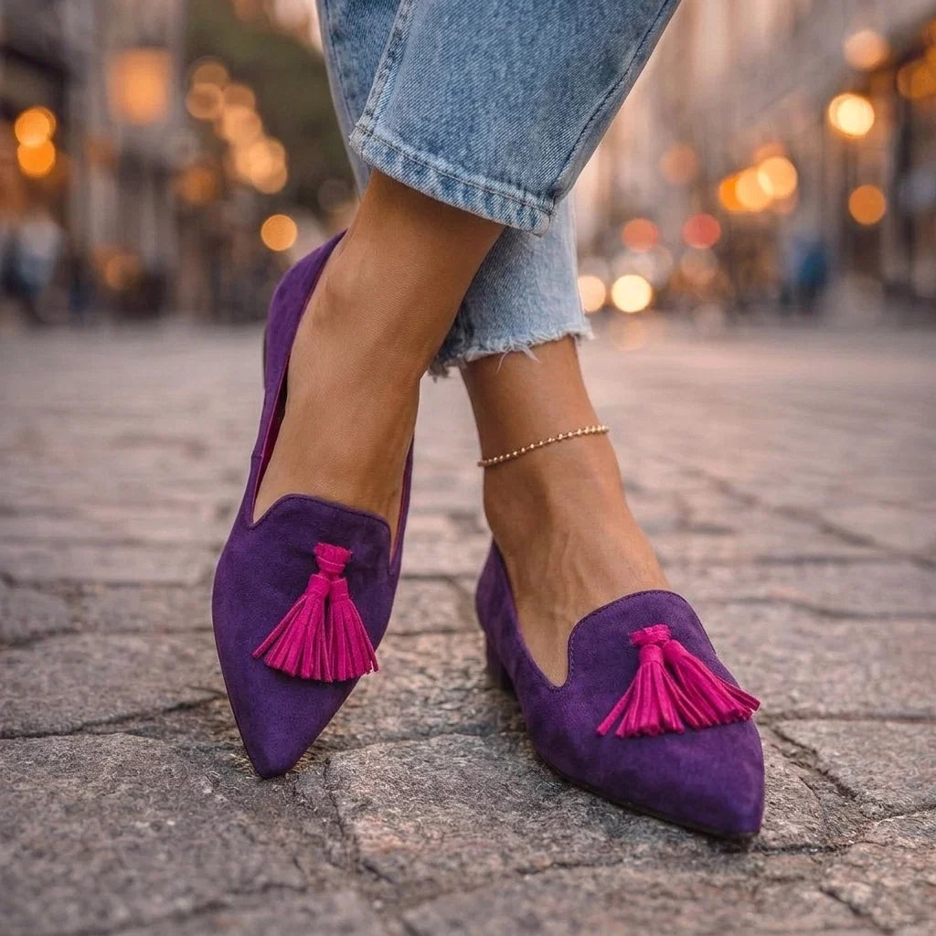 Livia | Pointed Toe Tassel Ballet Flats