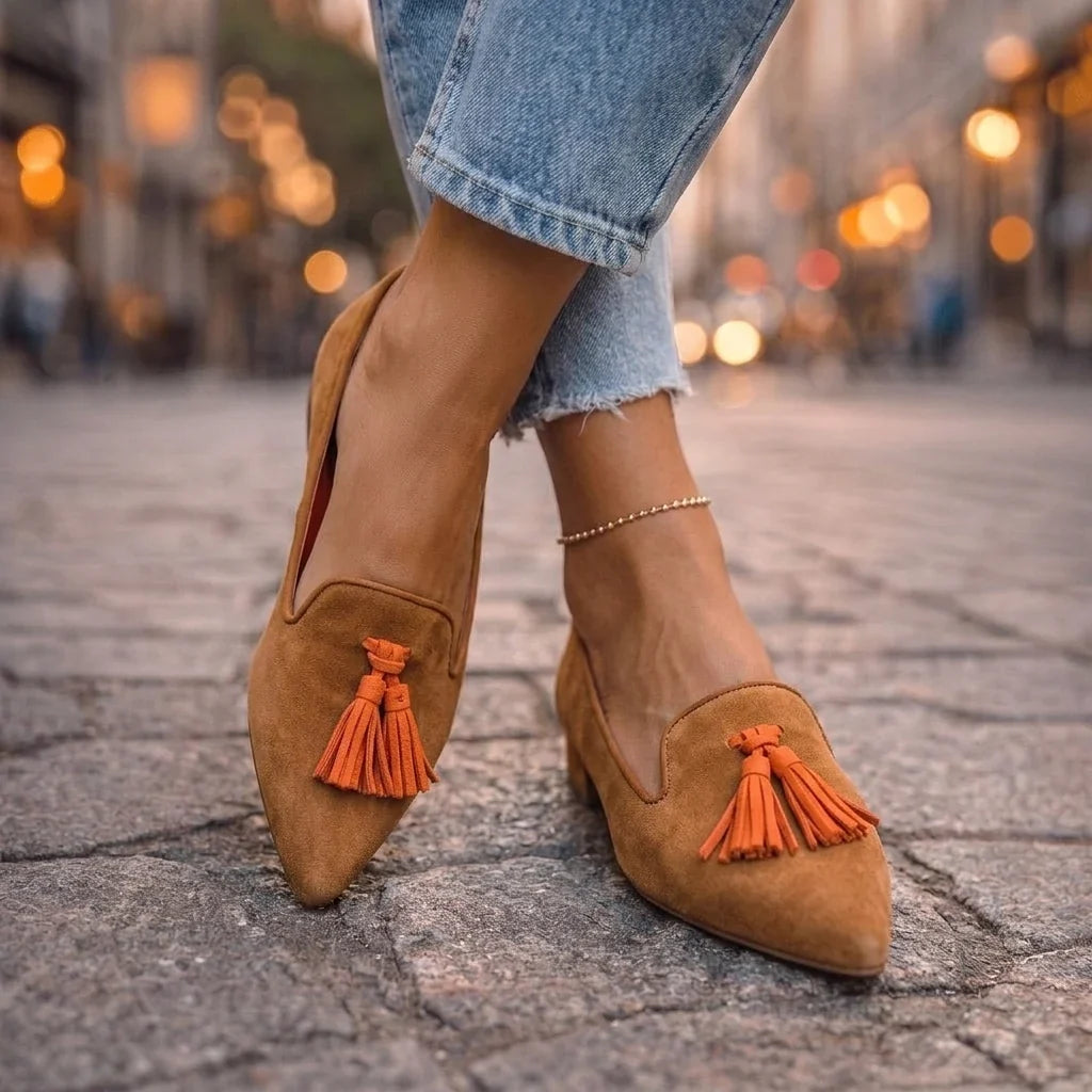 Livia | Pointed Toe Tassel Ballet Flats