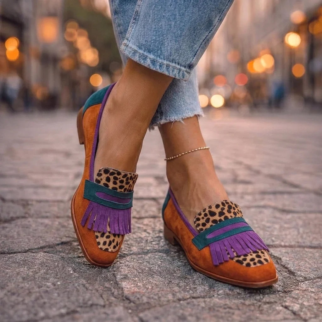 Bianca | Leopard Print Fringe Loafers