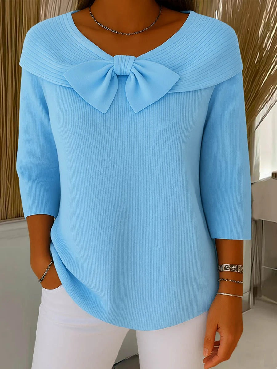 Trinity | Bow Neck Ribbed Sweater