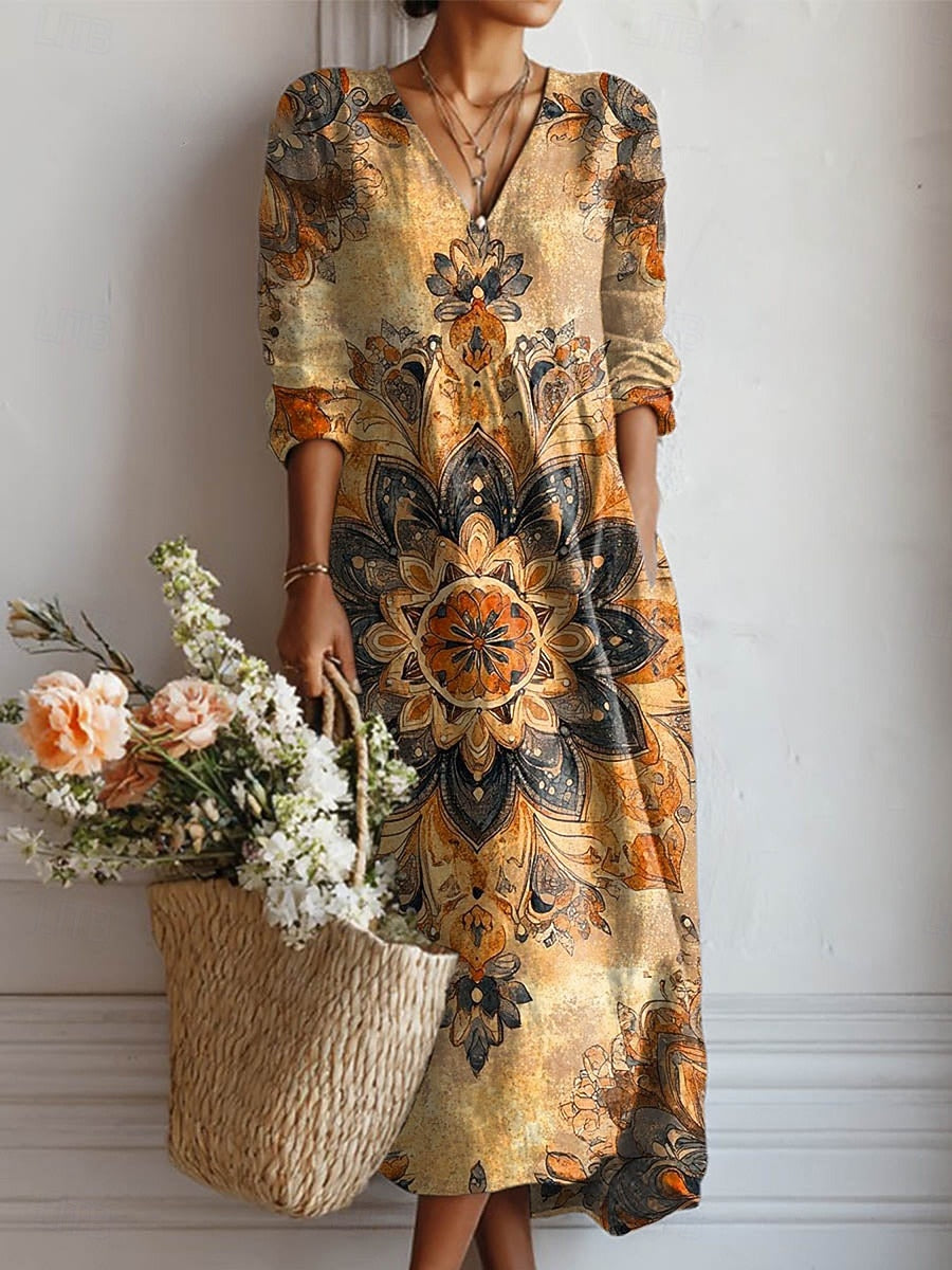 Boho Colorful Print Maxi Dress