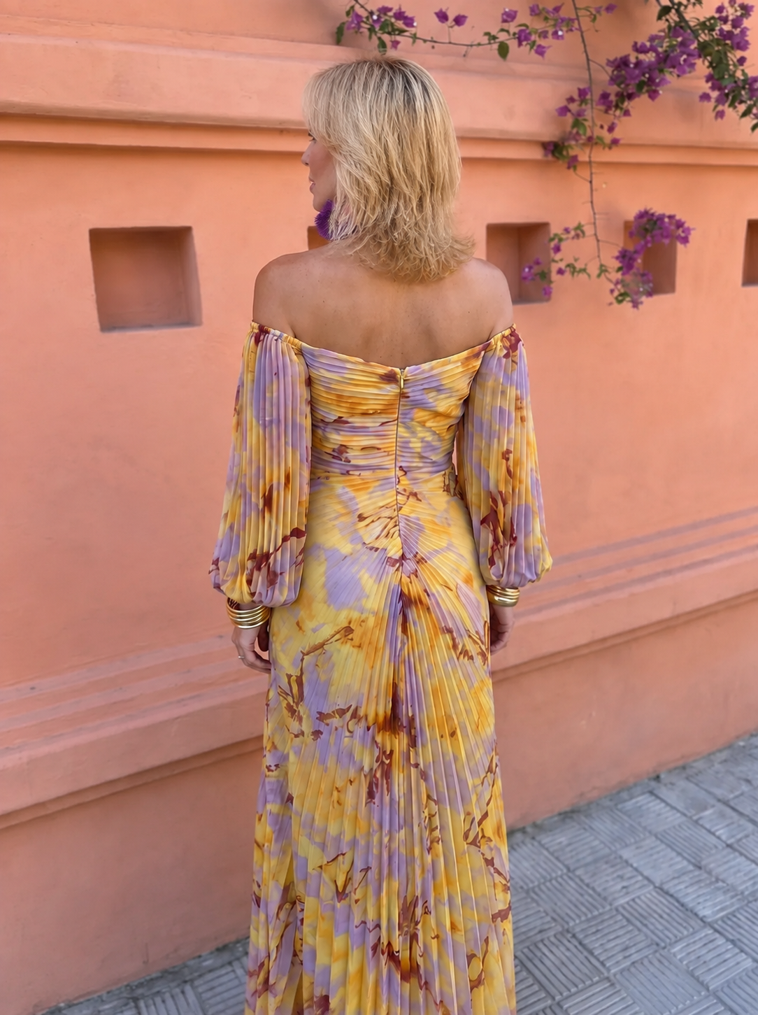 Greta | Long Floral Dress with Deep Neckline