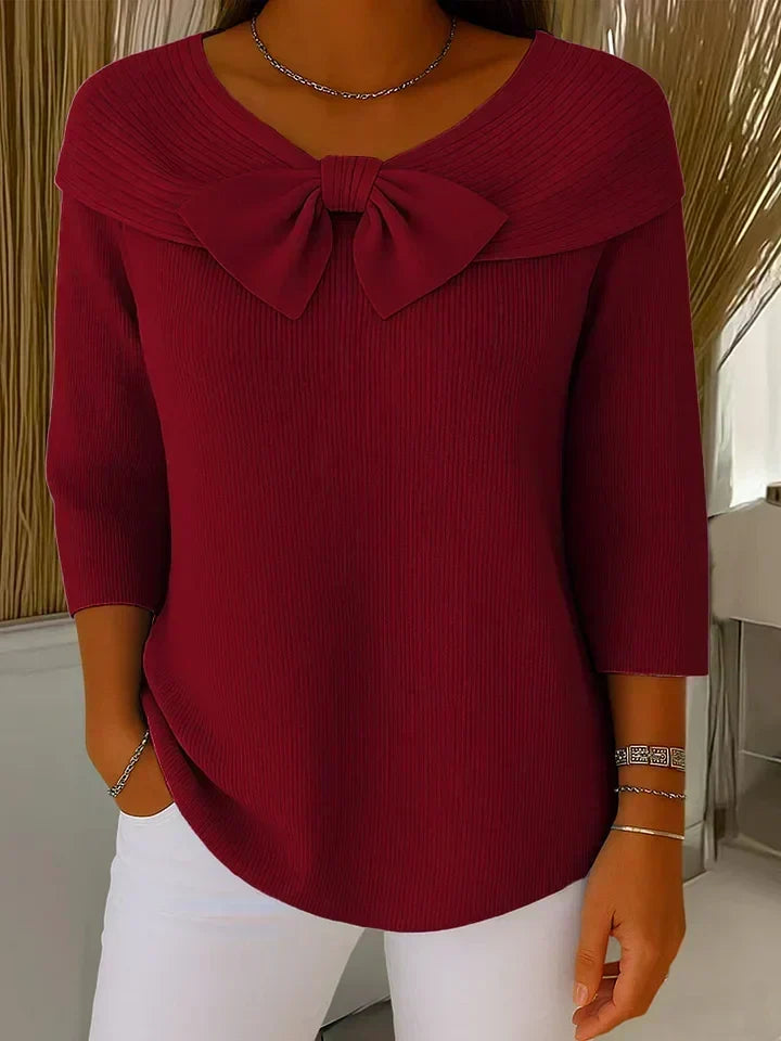 Trinity | Bow Neck Ribbed Sweater
