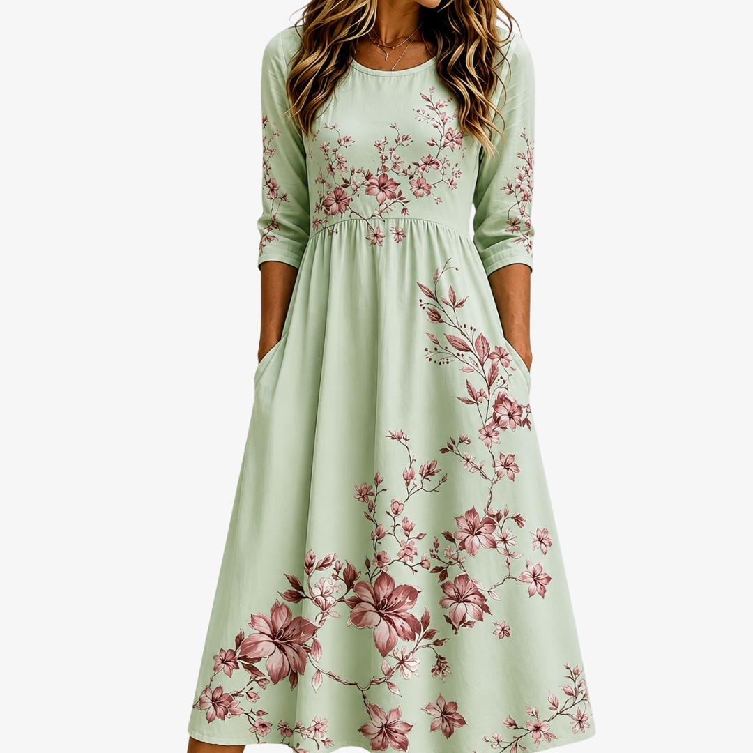 Rosamund | Sage Floral Midi Dress