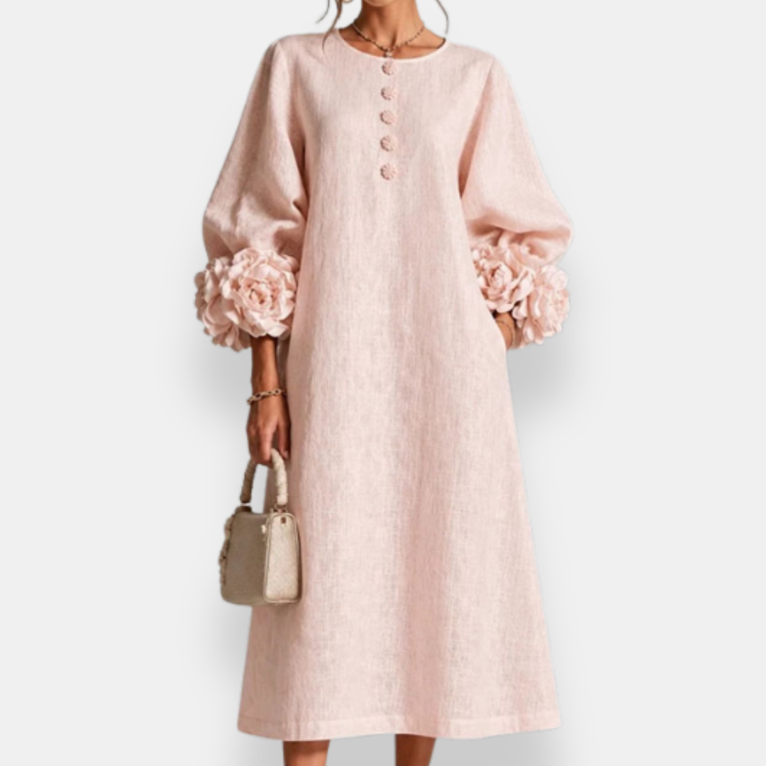 Annabelle | Floral Appliqué Midi Dress