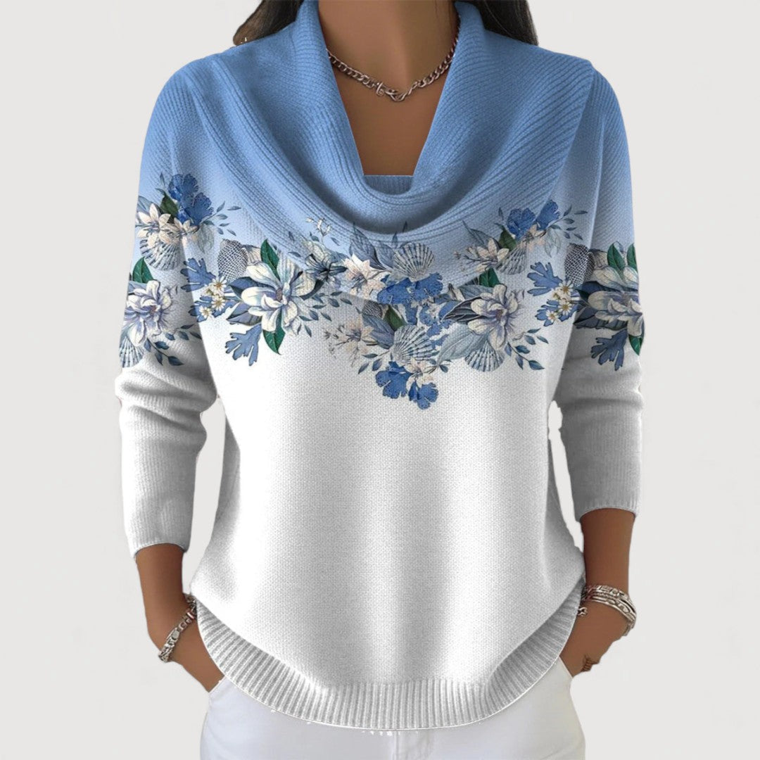 Annalise | Floral Turtleneck Cotton Sweater