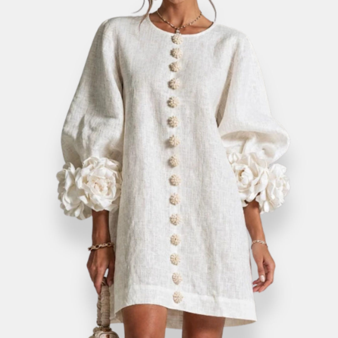 Cecily | Sculpted Floral Button Dress