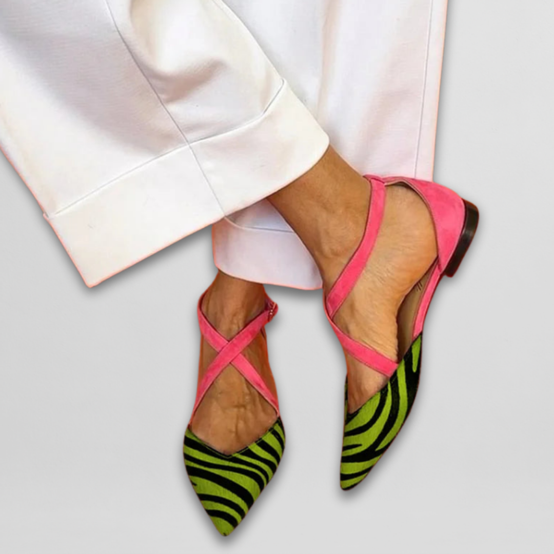 Fernanda | Zebra Print Ballet Flats with Straps
