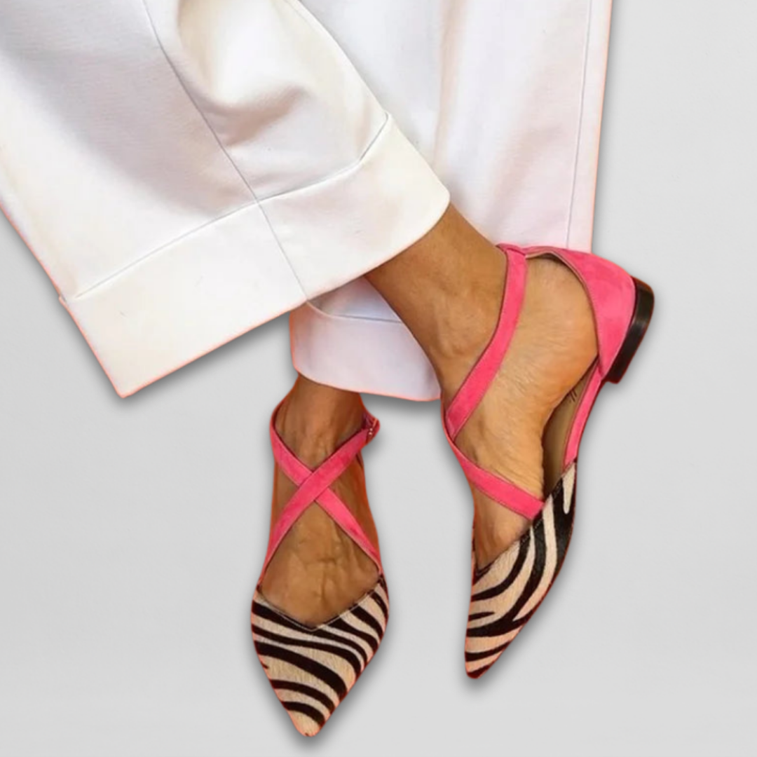 Fernanda | Zebra Print Ballet Flats with Straps