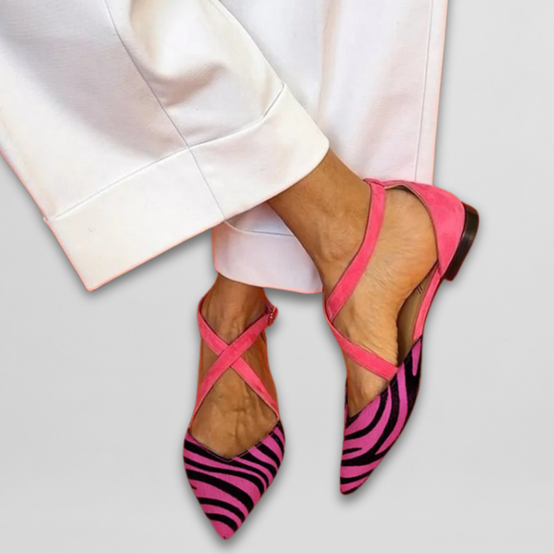 Fernanda | Zebra Print Ballet Flats with Straps