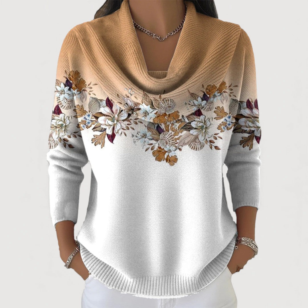 Annalise | Floral Turtleneck Cotton Sweater