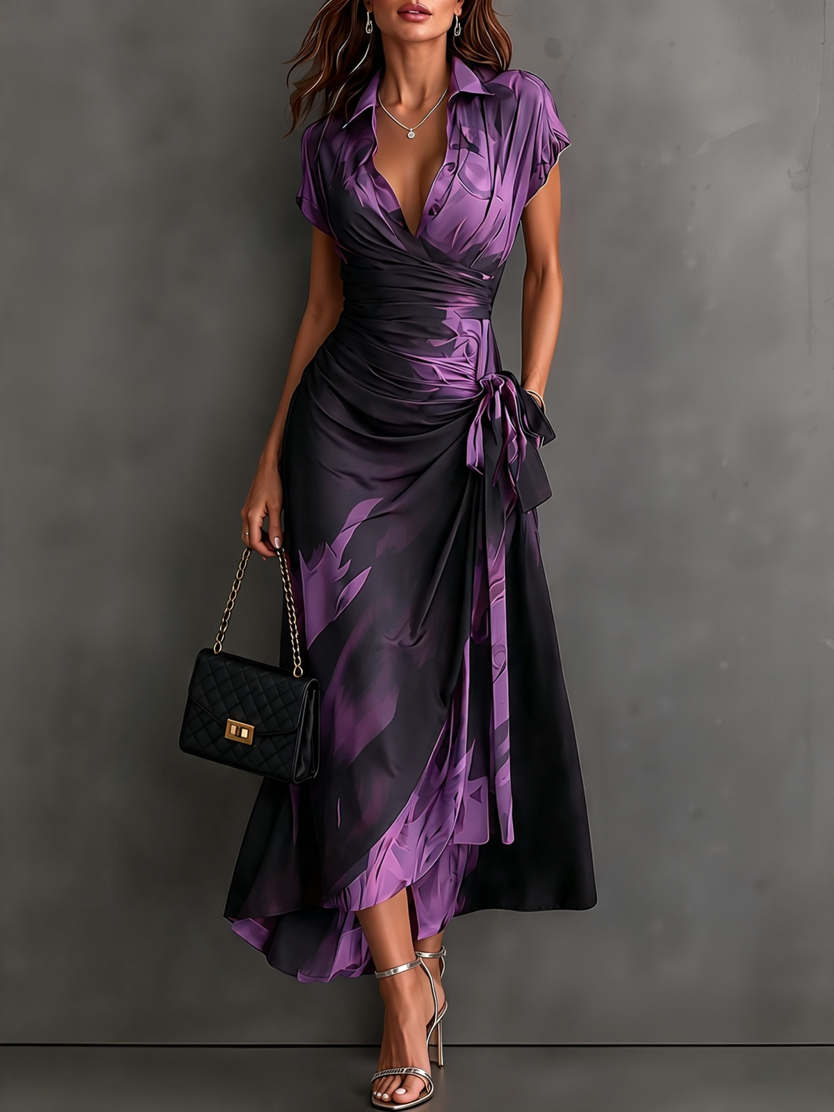 Ember | Abstract Print Wrap Midi Dress