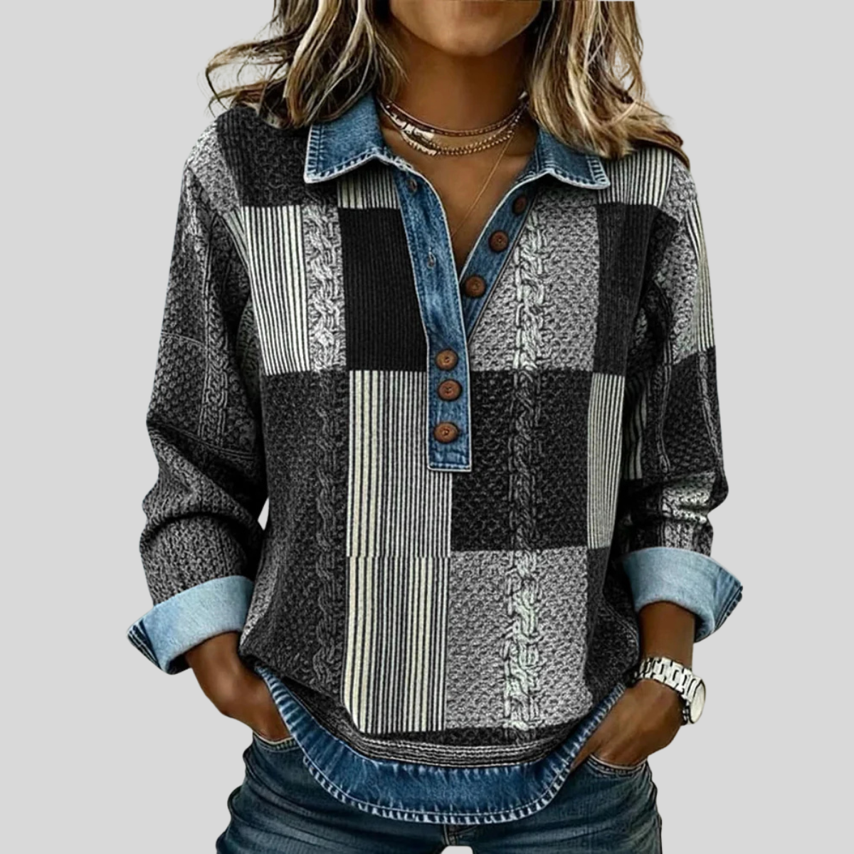 Meridell | Colorblock Print Sweatshirt