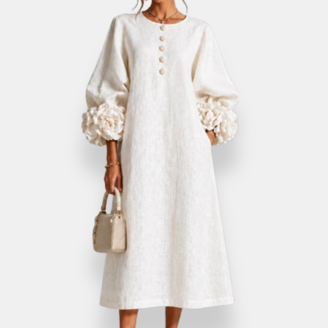 Annabelle | Floral Appliqué Midi Dress