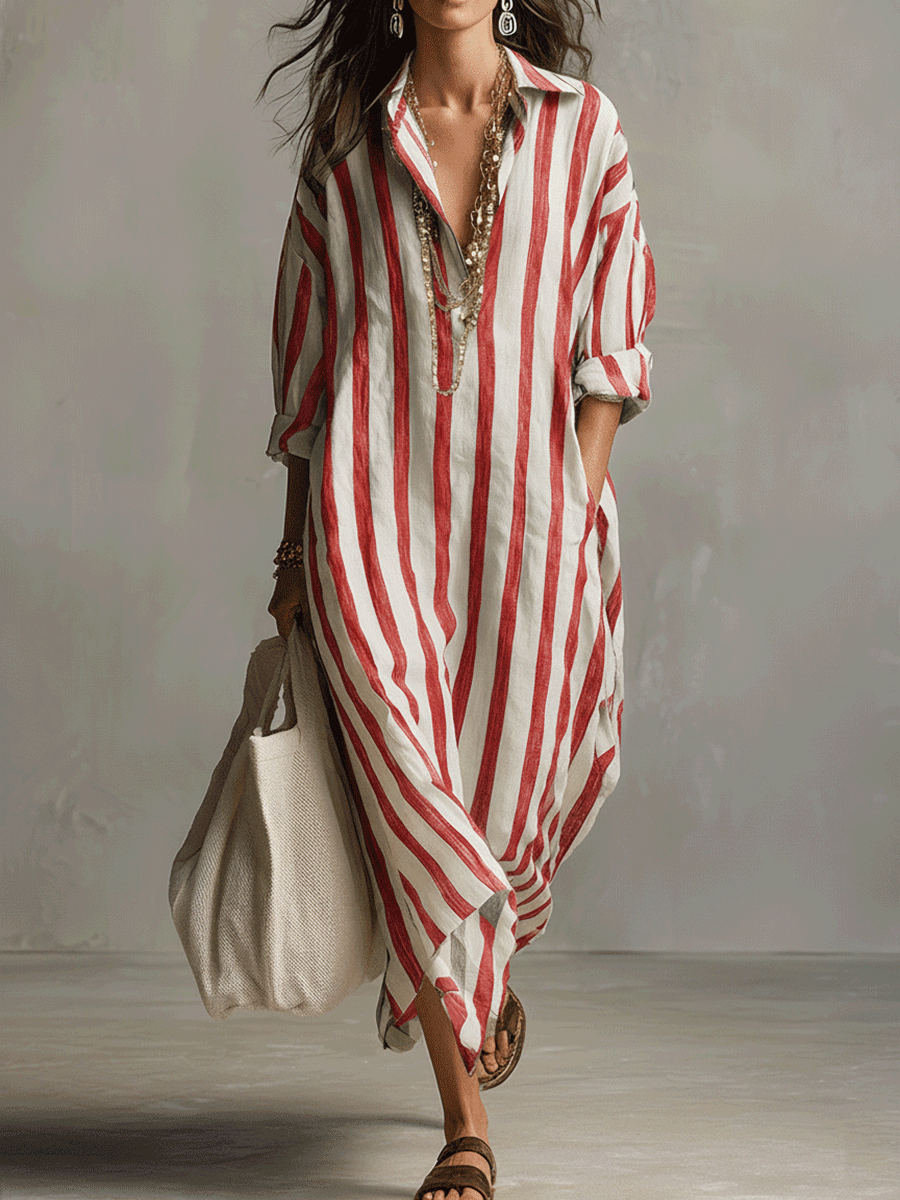 Maribel | Striped Shirt Maxi Dress