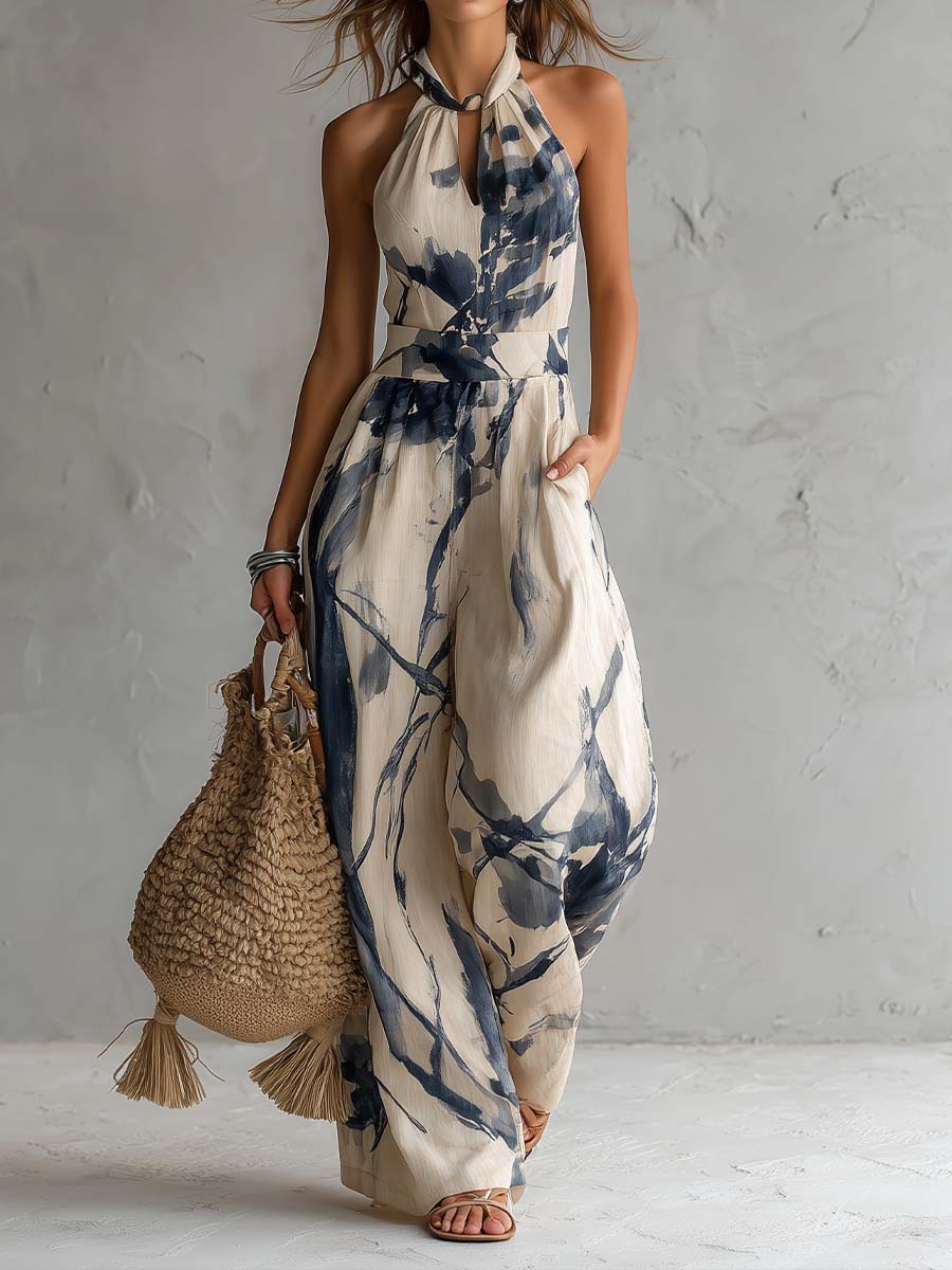 Sabryna | Ink Wash Wide-Leg Jumpsuit