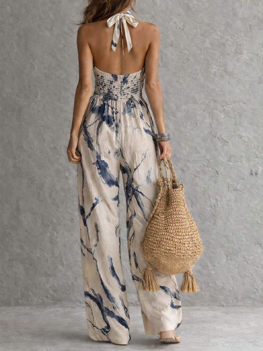 Sabryna | Ink Wash Wide-Leg Jumpsuit