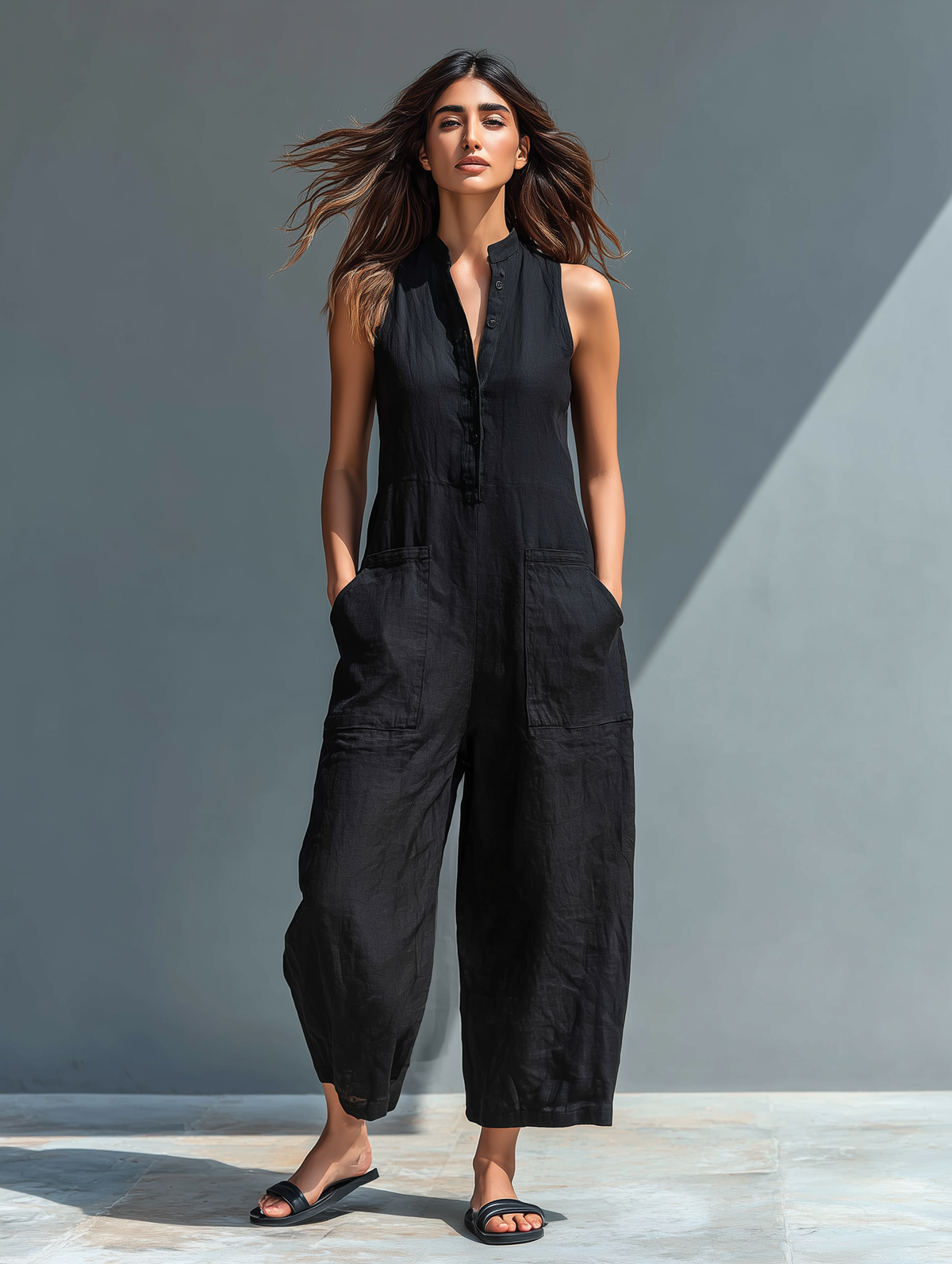 Wren | Sleeveless Linen Overall