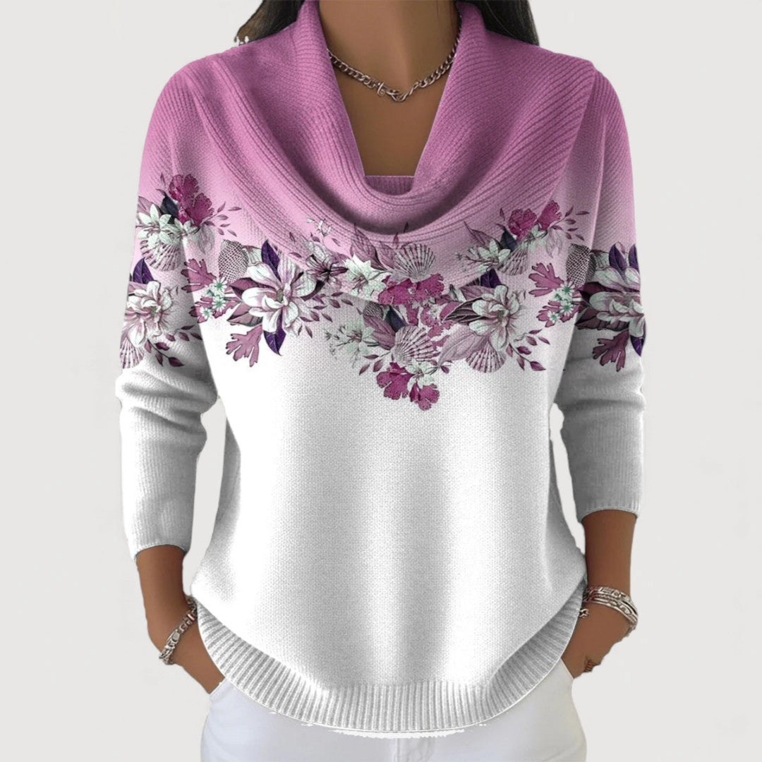 Annalise | Floral Turtleneck Cotton Sweater