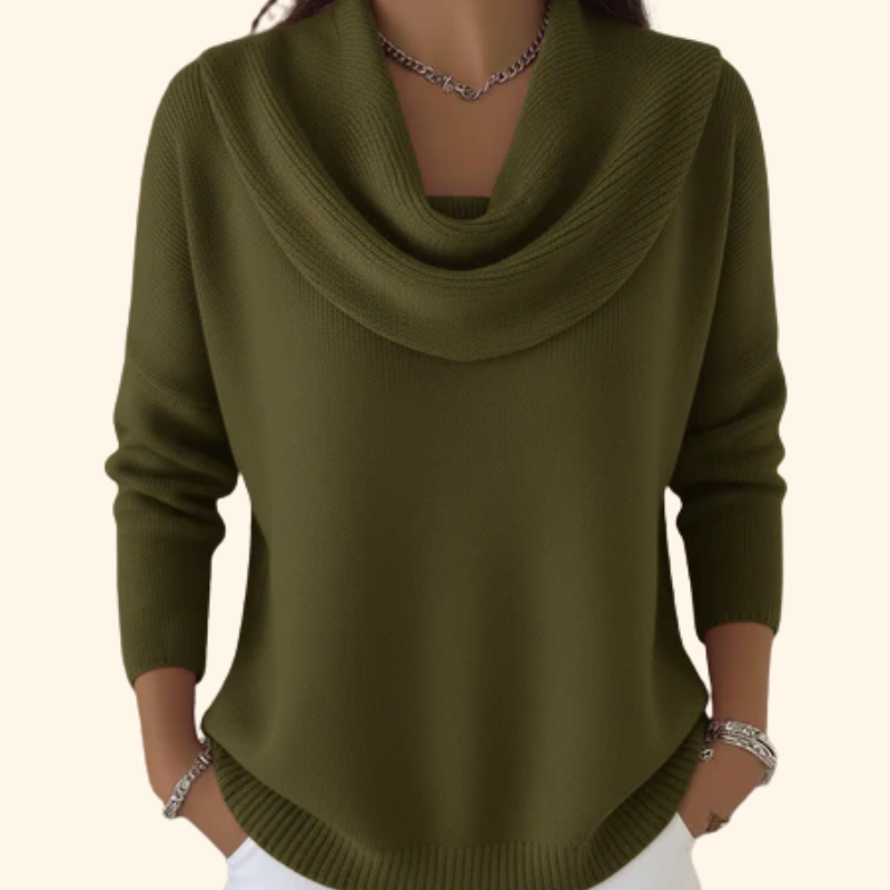 Julia | Draped Neck Knit Sweater