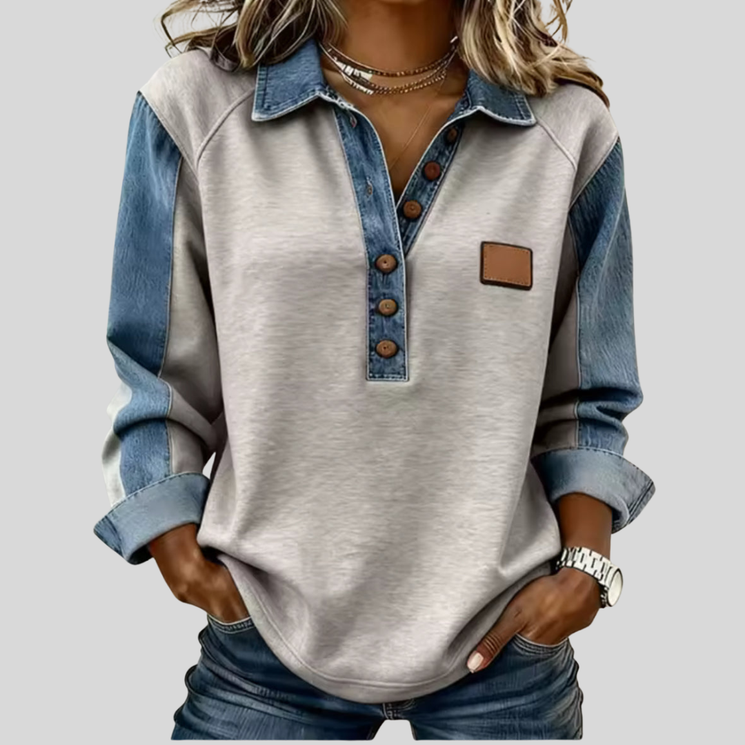 Voxanne | Denim Collar Pullover