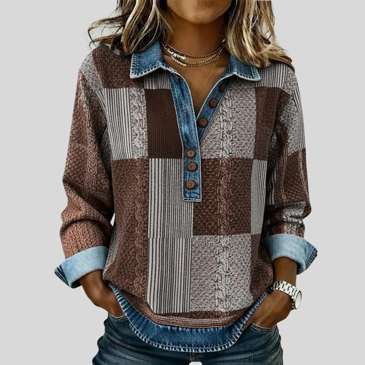 Meridell | Colorblock Print Sweatshirt