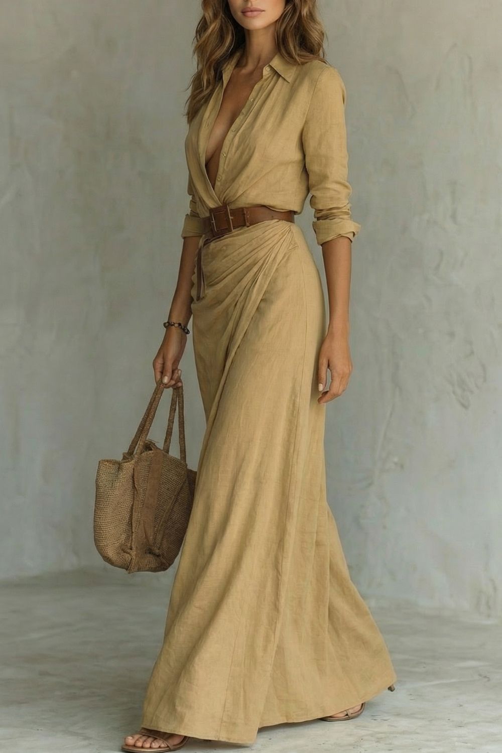 Azura | Button-Down Belted Maxi Dress