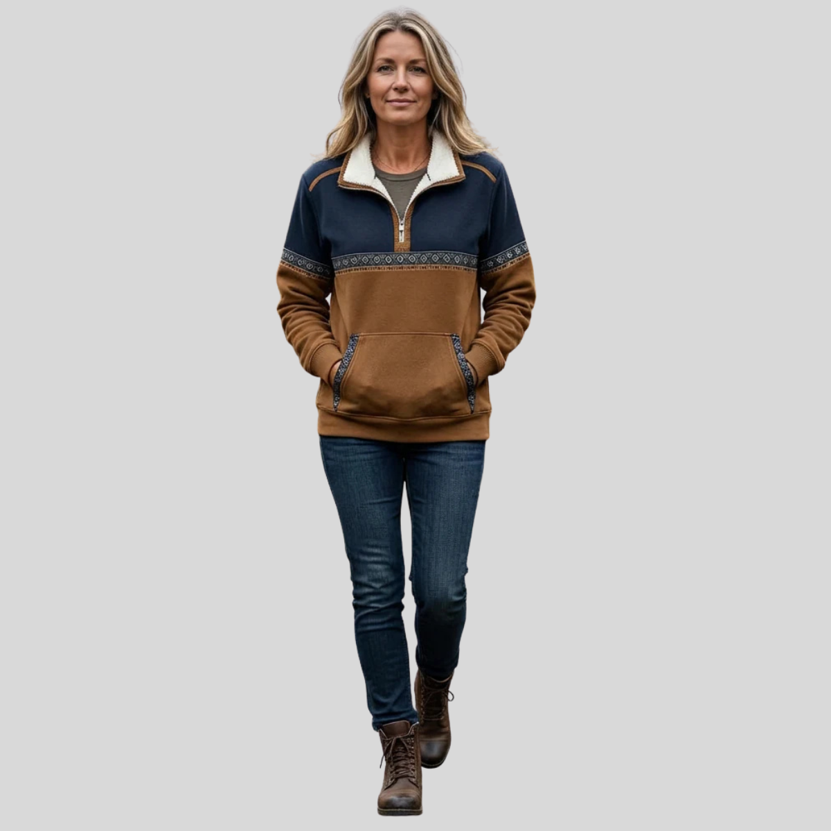 Alvette | Sherpa Collar Half-Zip Pullover