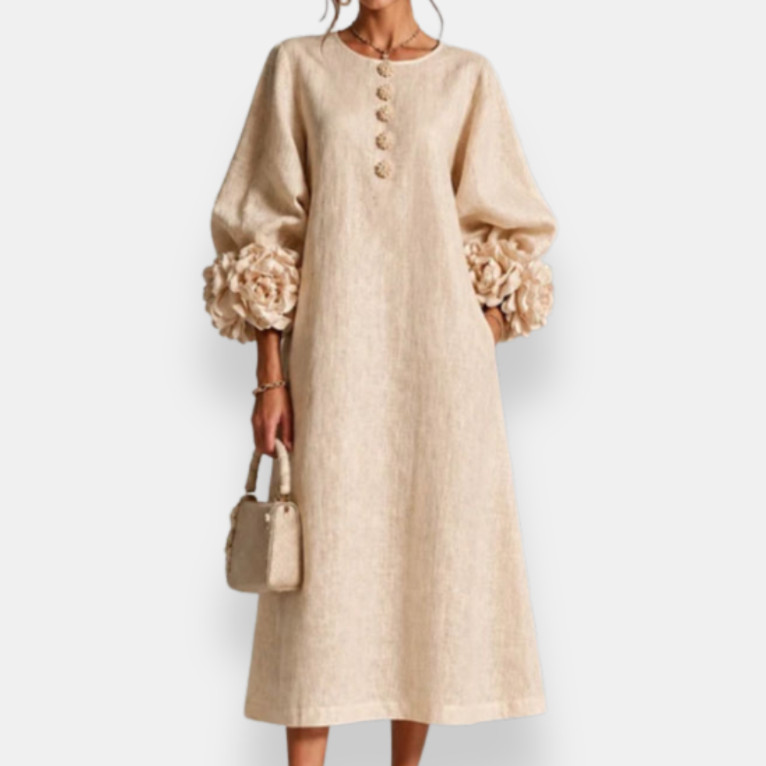 Annabelle | Floral Appliqué Midi Dress