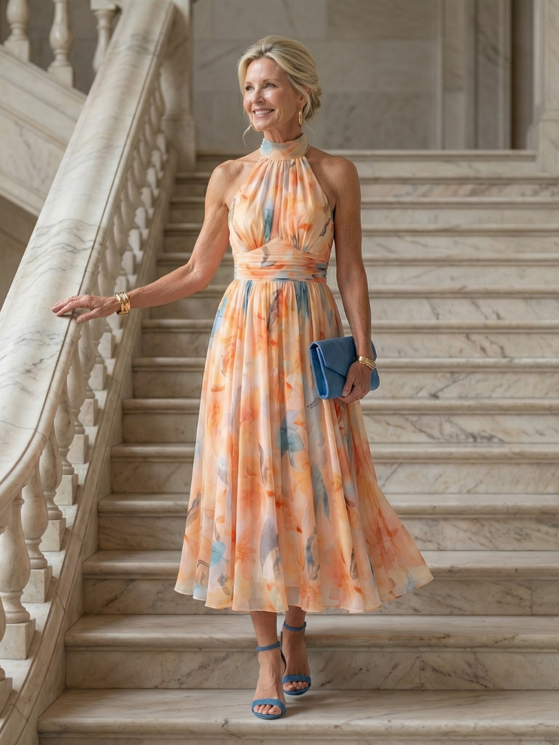 Corinne | Soft Halter Midi Dress
