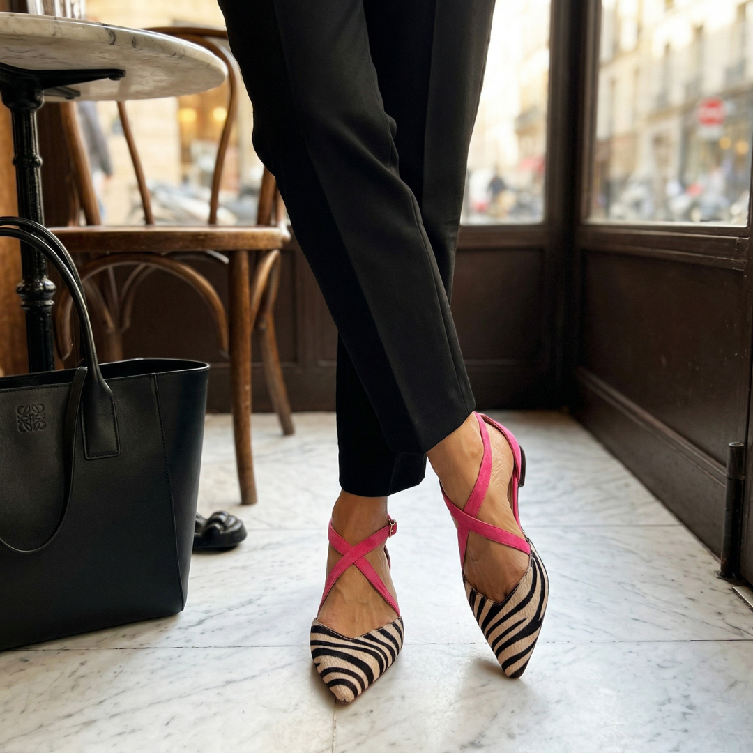 Fernanda | Zebra Print Ballet Flats with Straps