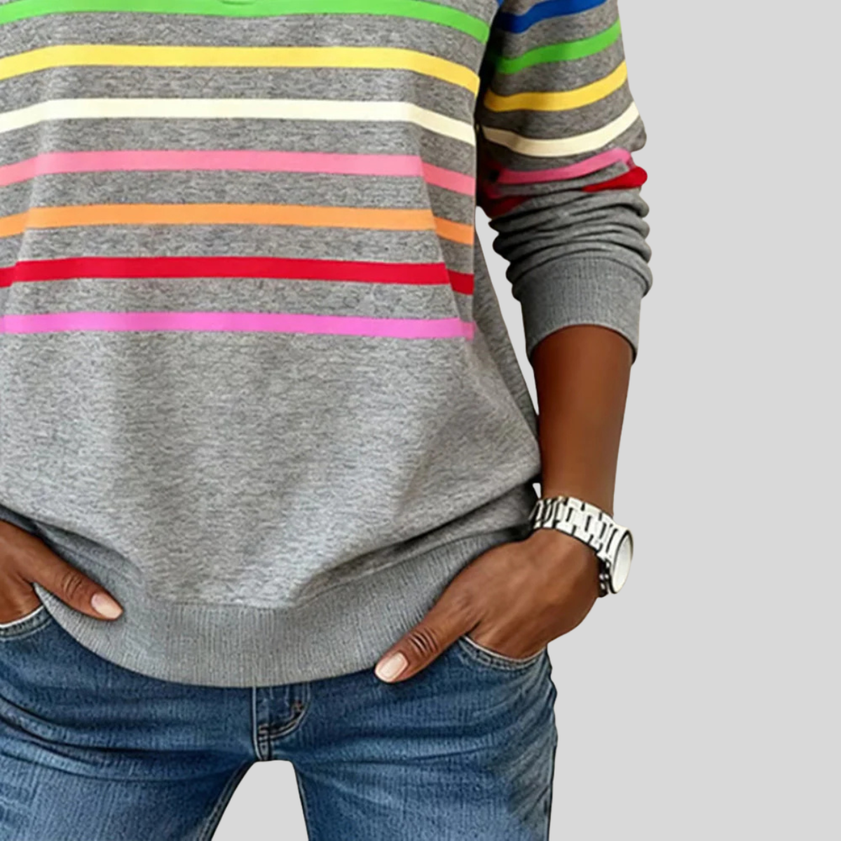 Prismette | Striped Quarter-Zip Sweatshirt