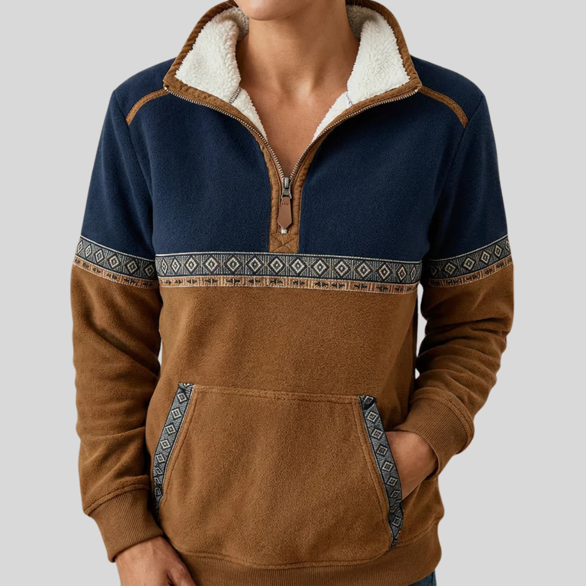 Alvette | Sherpa Collar Half-Zip Pullover