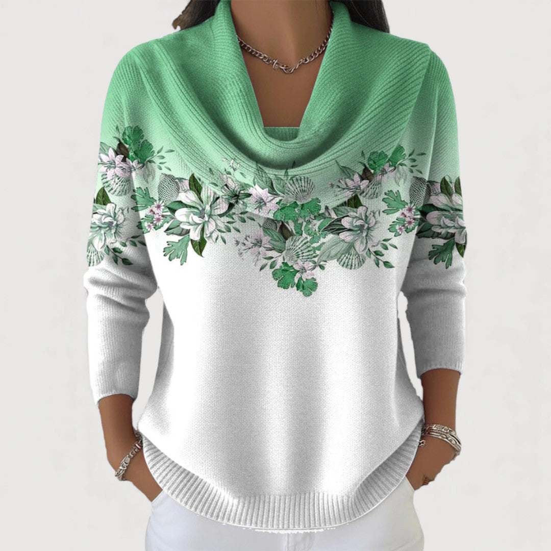 Annalise | Floral Turtleneck Cotton Sweater