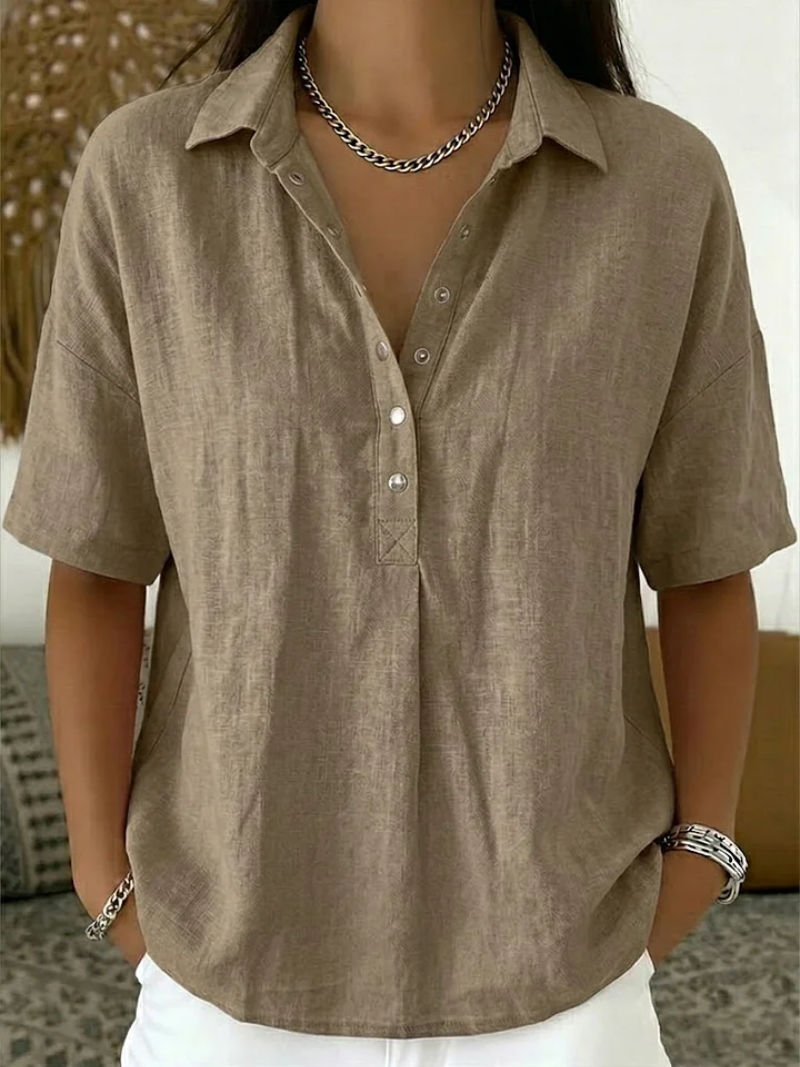 Charlisse | Linen Collared Blouse