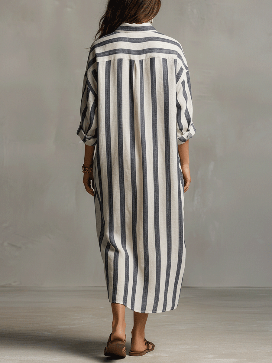 Maribel | Striped Shirt Maxi Dress