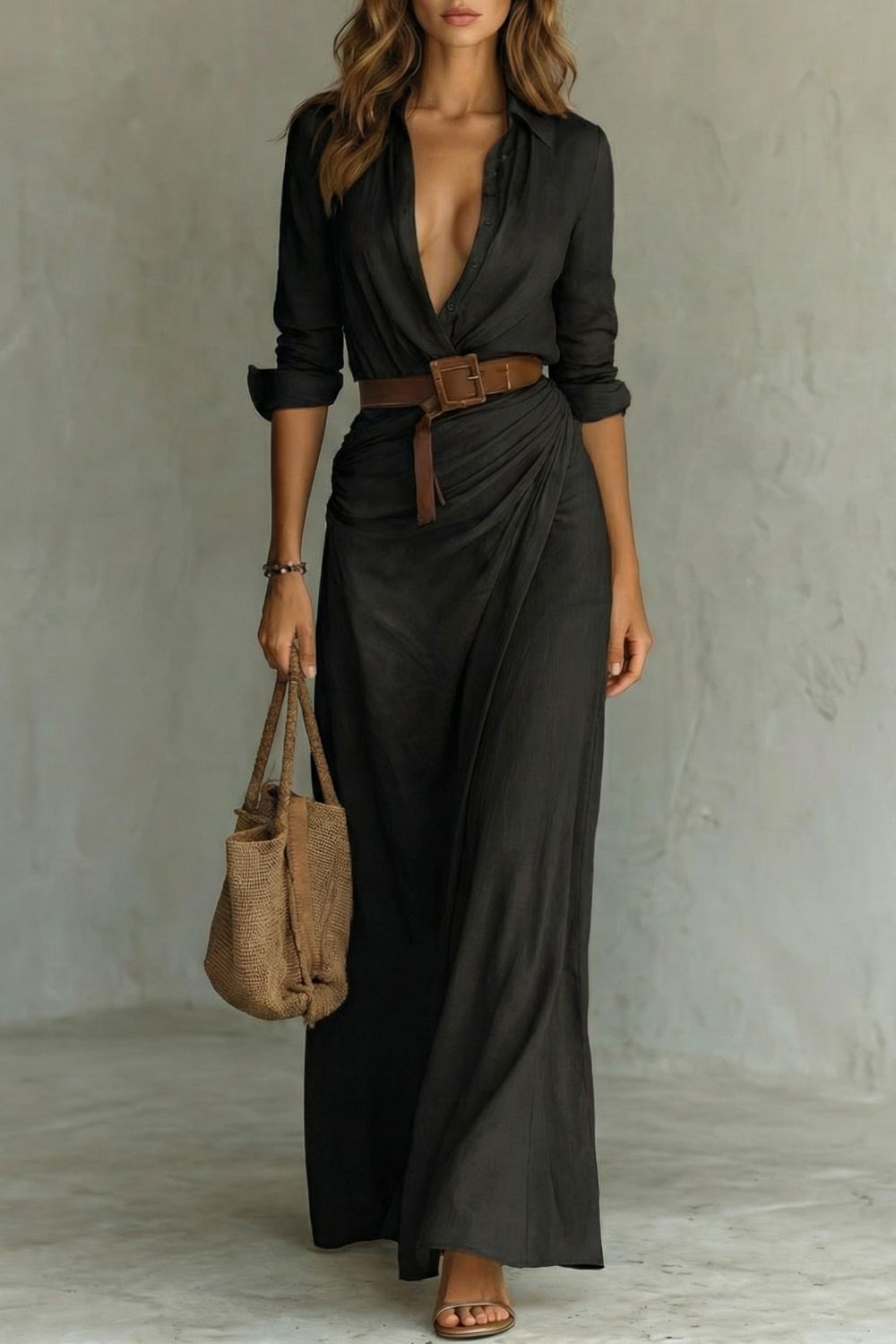 Azura | Button-Down Belted Maxi Dress