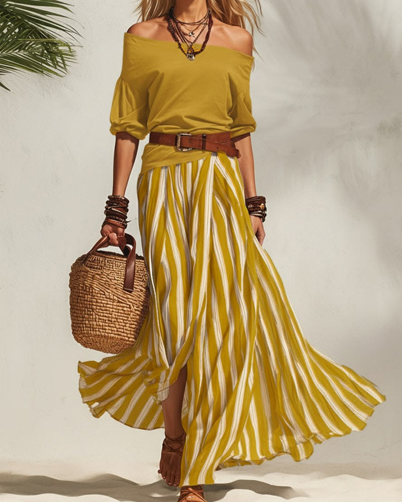 Madison | Striped Maxi Skirt Set