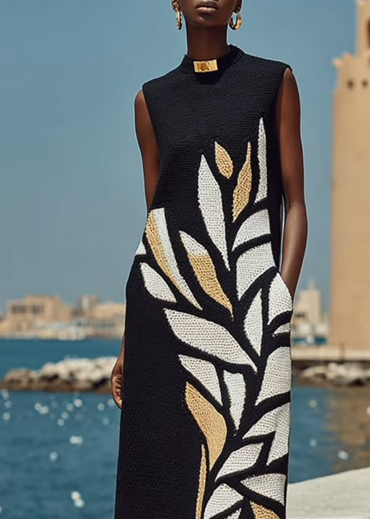 Indira | Sleeveless Print Midi Dress