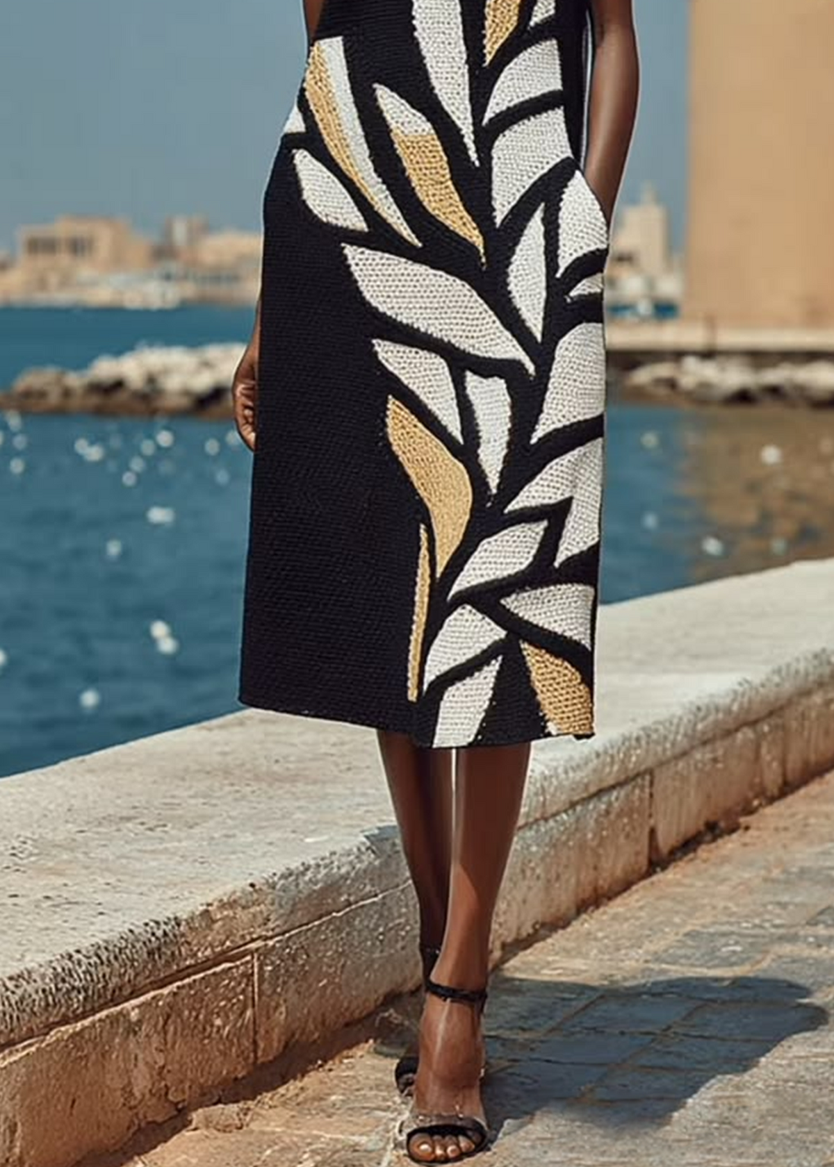 Indira | Sleeveless Print Midi Dress