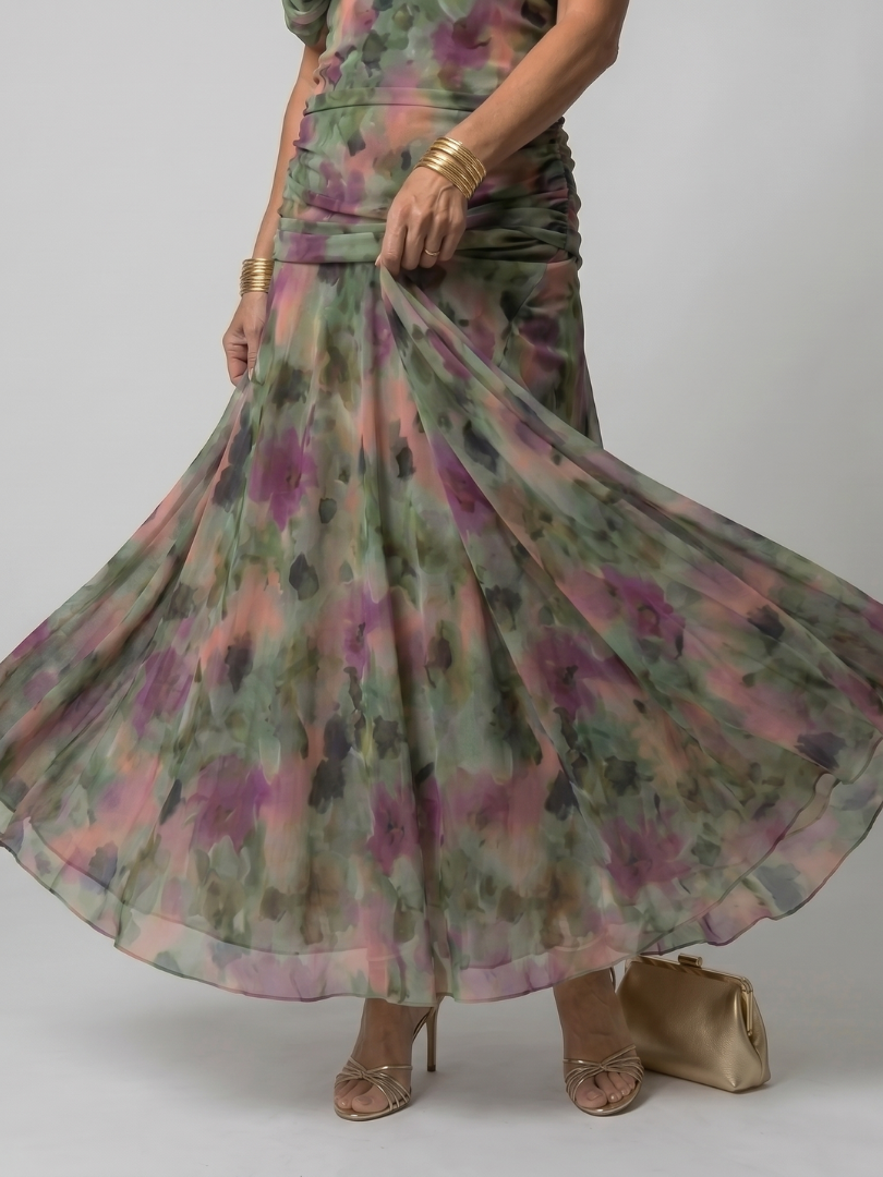 Danae | Off Shoulder Flow Midi Dress