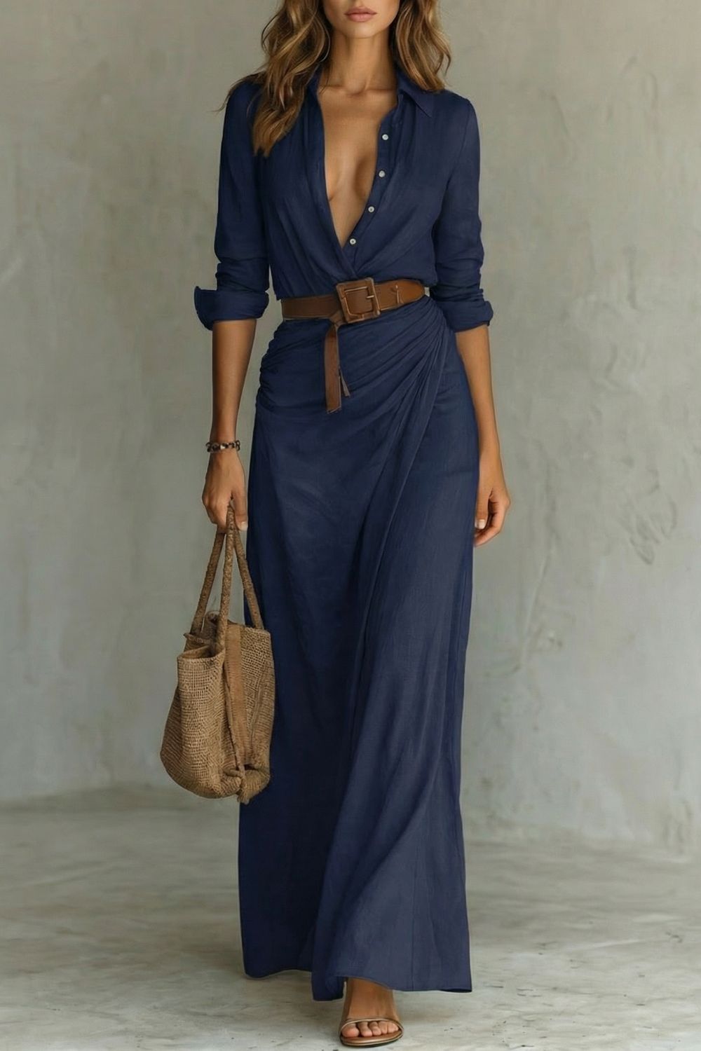 Azura | Button-Down Belted Maxi Dress