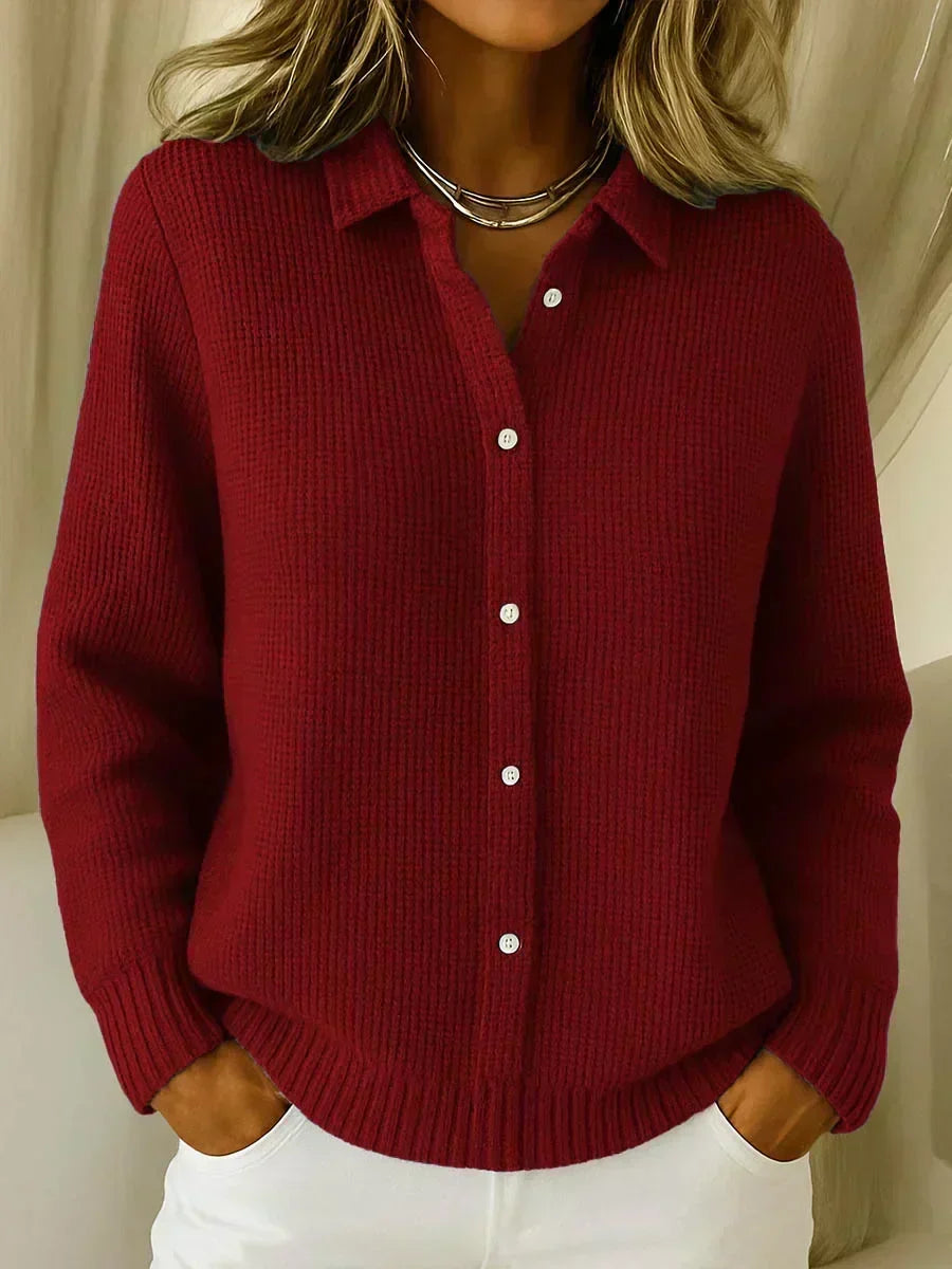 Caroline | Textured Knit Shirt Cardigan